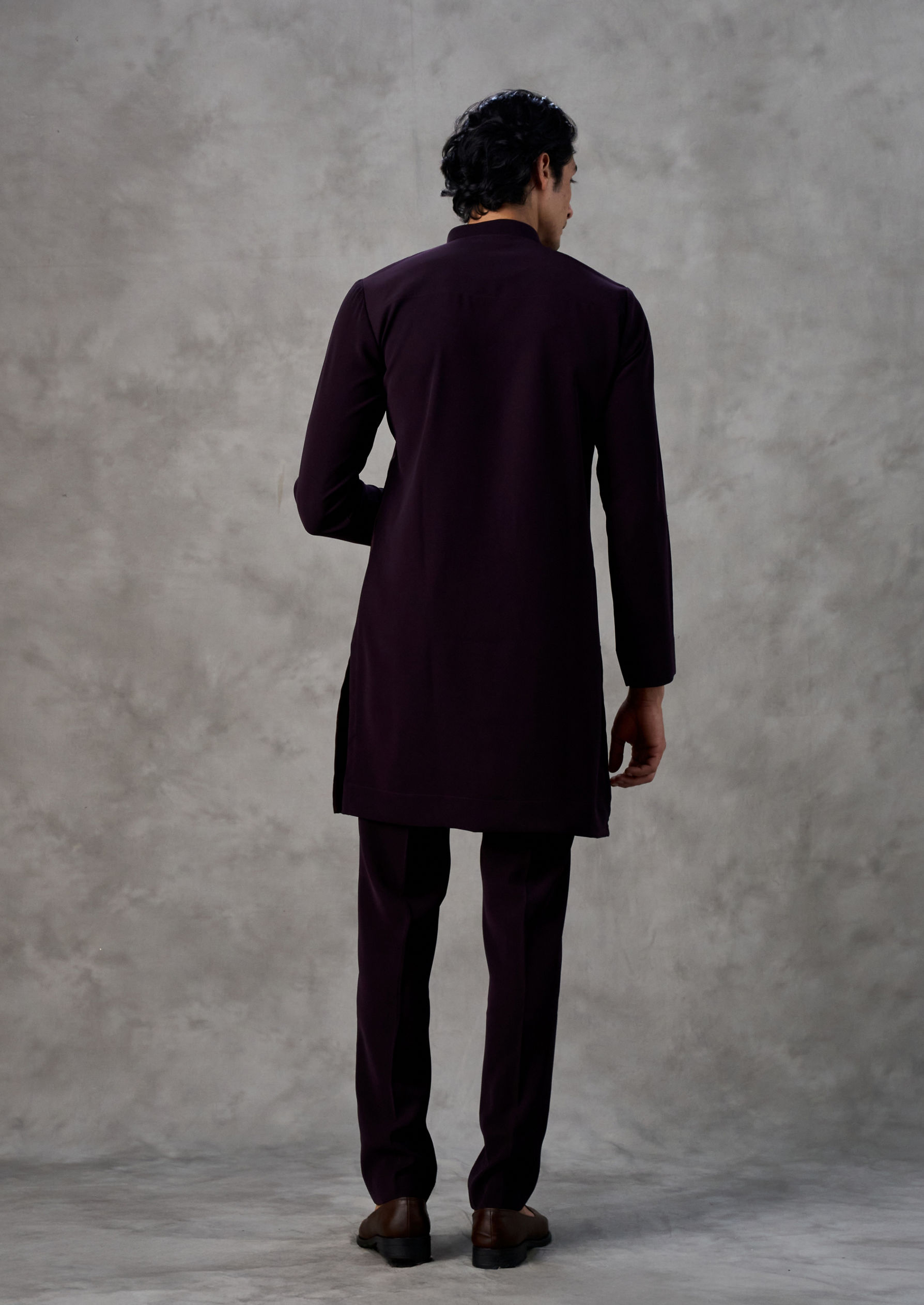 Twamev Men Wine Hued Celebration Kurta Pant