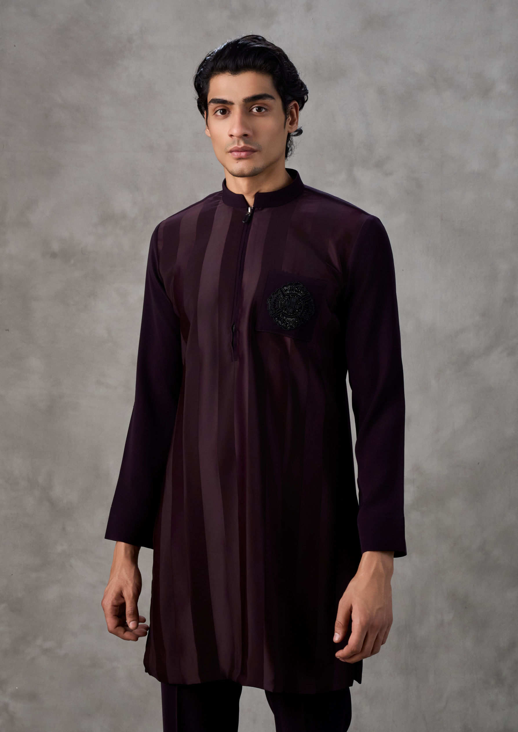 Twamev Men Wine Hued Celebration Kurta Pant