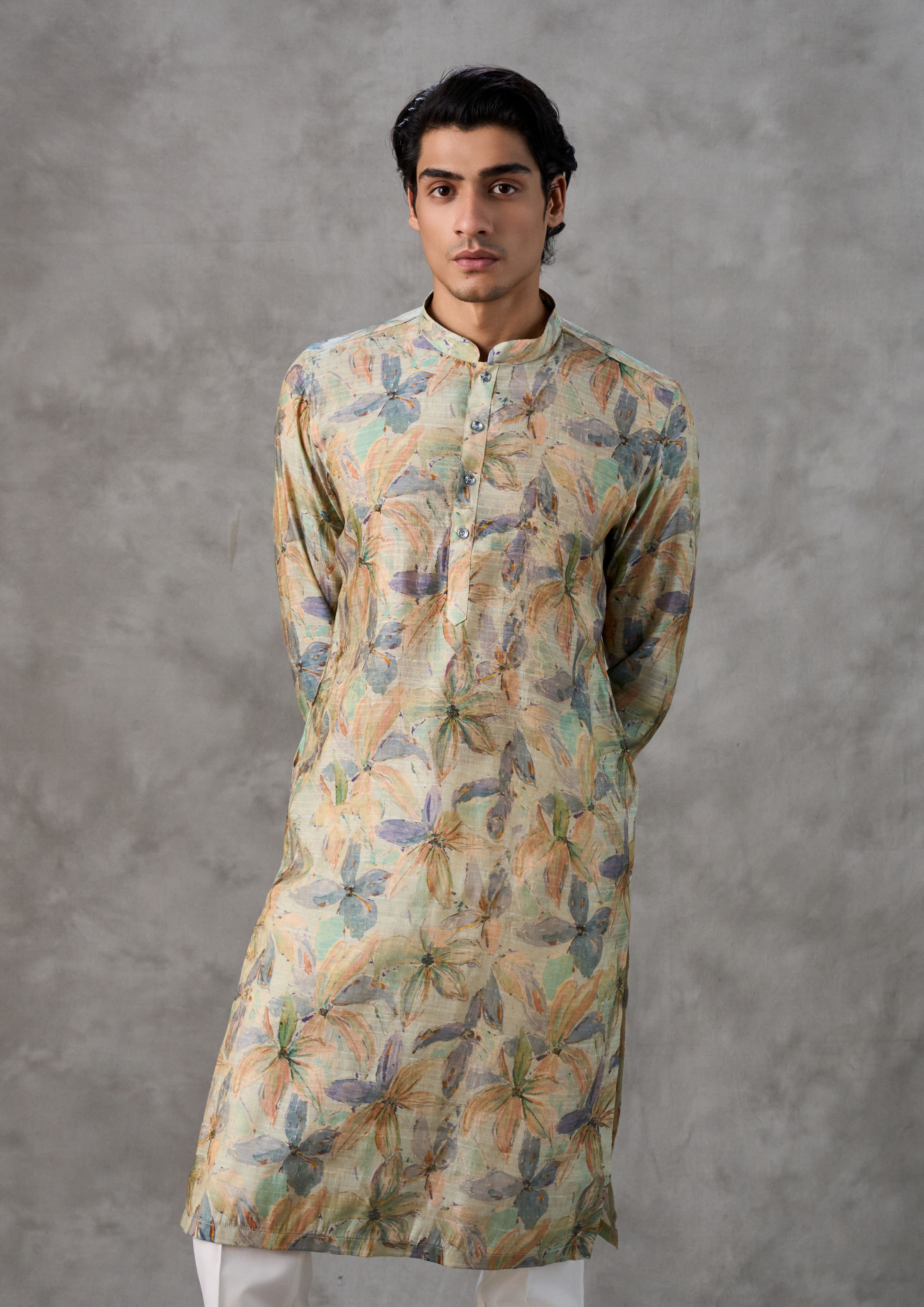 Twamev Men Pista Green Radiance Kurta Churidar