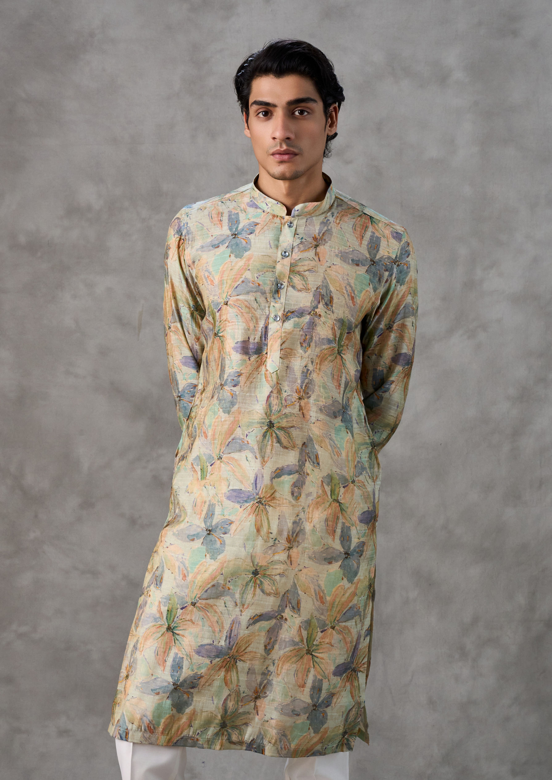Twamev Men Pista Green Radiance Kurta Churidar