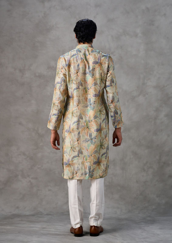 Twamev Men Pista Green Radiance Kurta Churidar