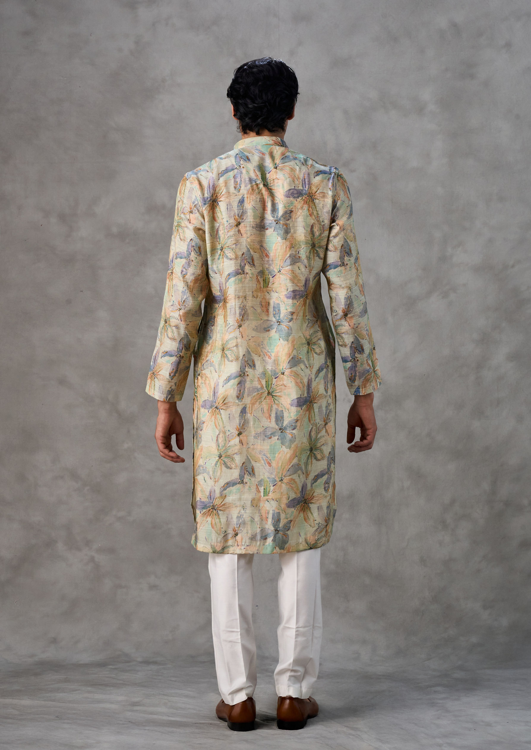 Twamev Men Pista Green Radiance Kurta Churidar