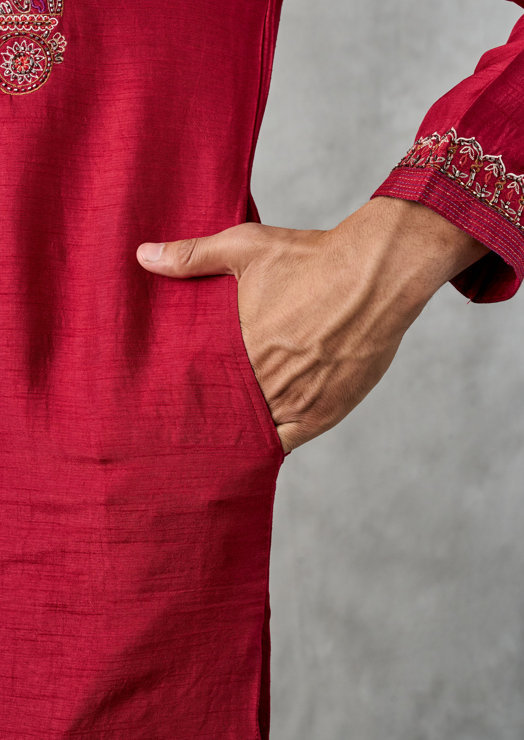 Twamev Men Red Vineyard Elegance Kurta Pajama