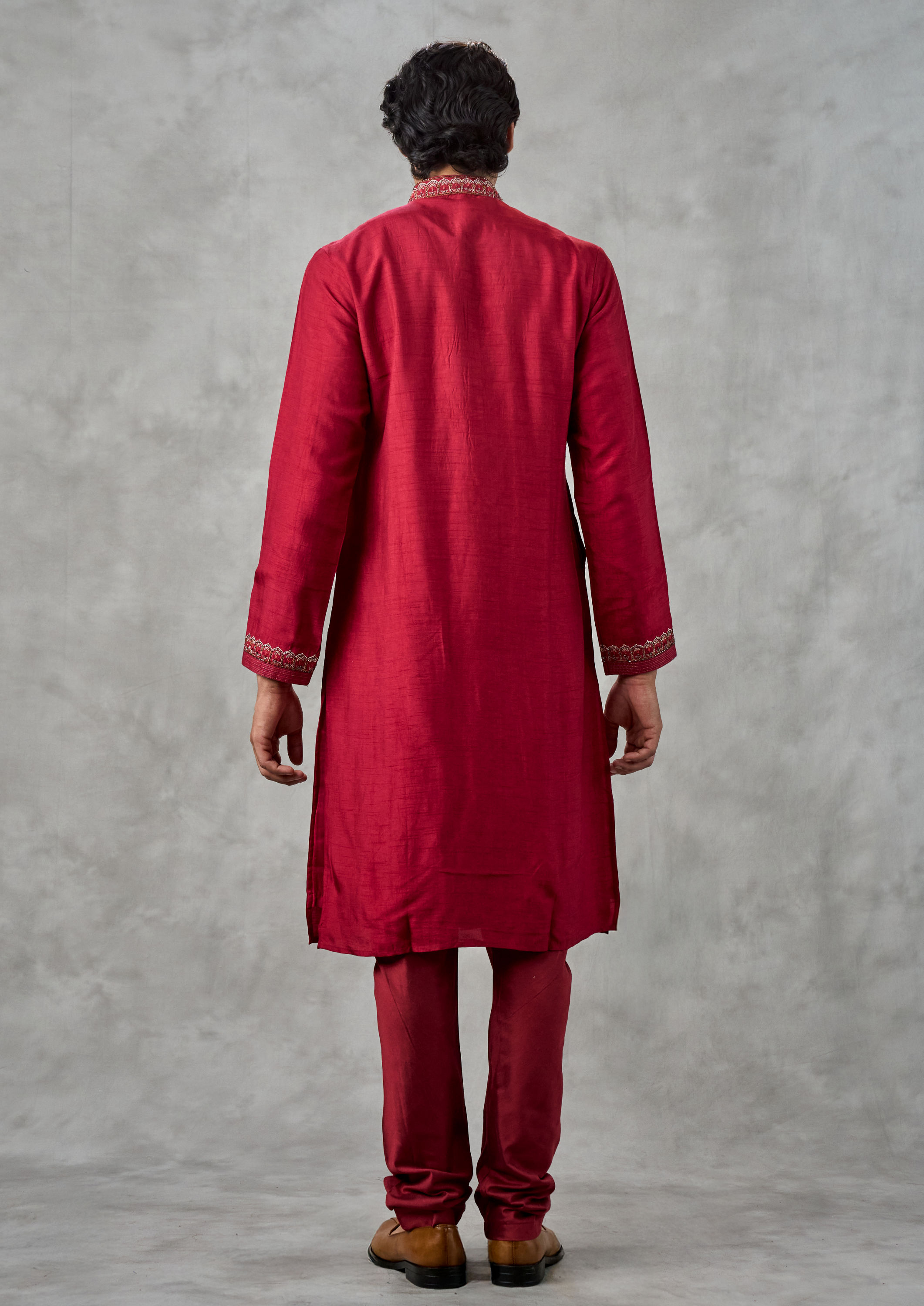 Twamev Men Red Vineyard Elegance Kurta Pajama