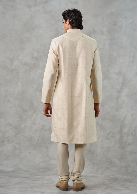 Twamev Men Beige Kurta Churidar Ensemble