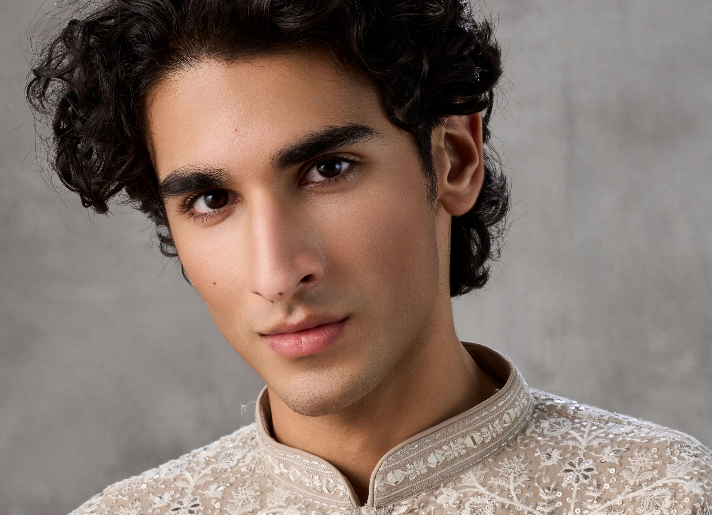 Twamev Men Fawn Festive Elegance Kurta Churidar