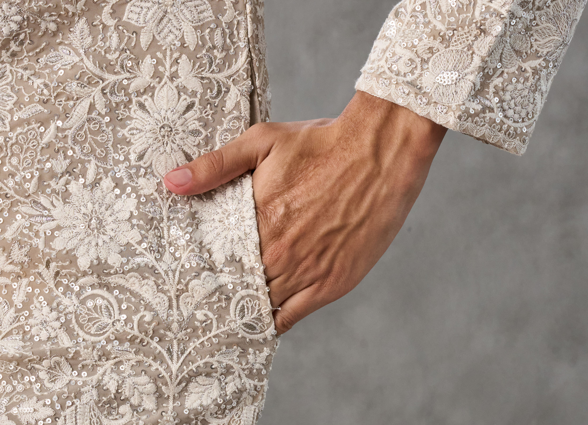 Twamev Men Fawn Festive Elegance Kurta Churidar