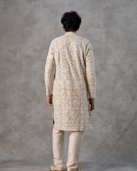 Twamev Men Fawn Festive Elegance Kurta Churidar