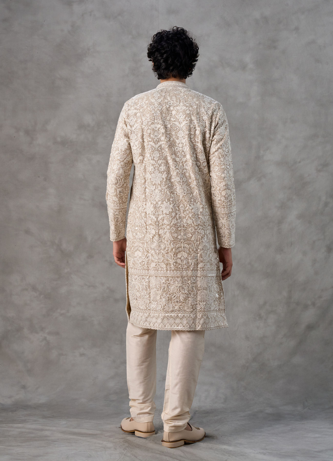 Twamev Men Fawn Festive Elegance Kurta Churidar