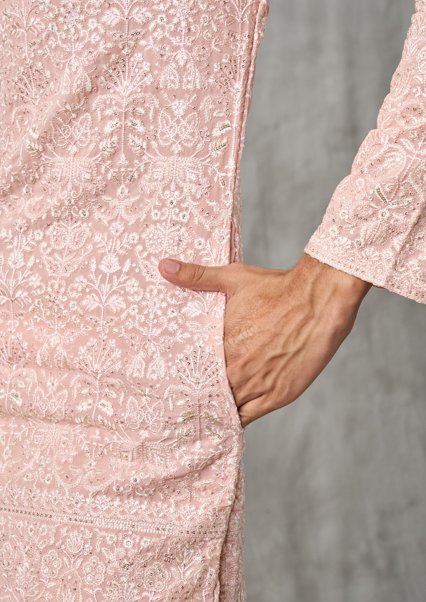 Twamev Men Peach Delight Kurta Churidar