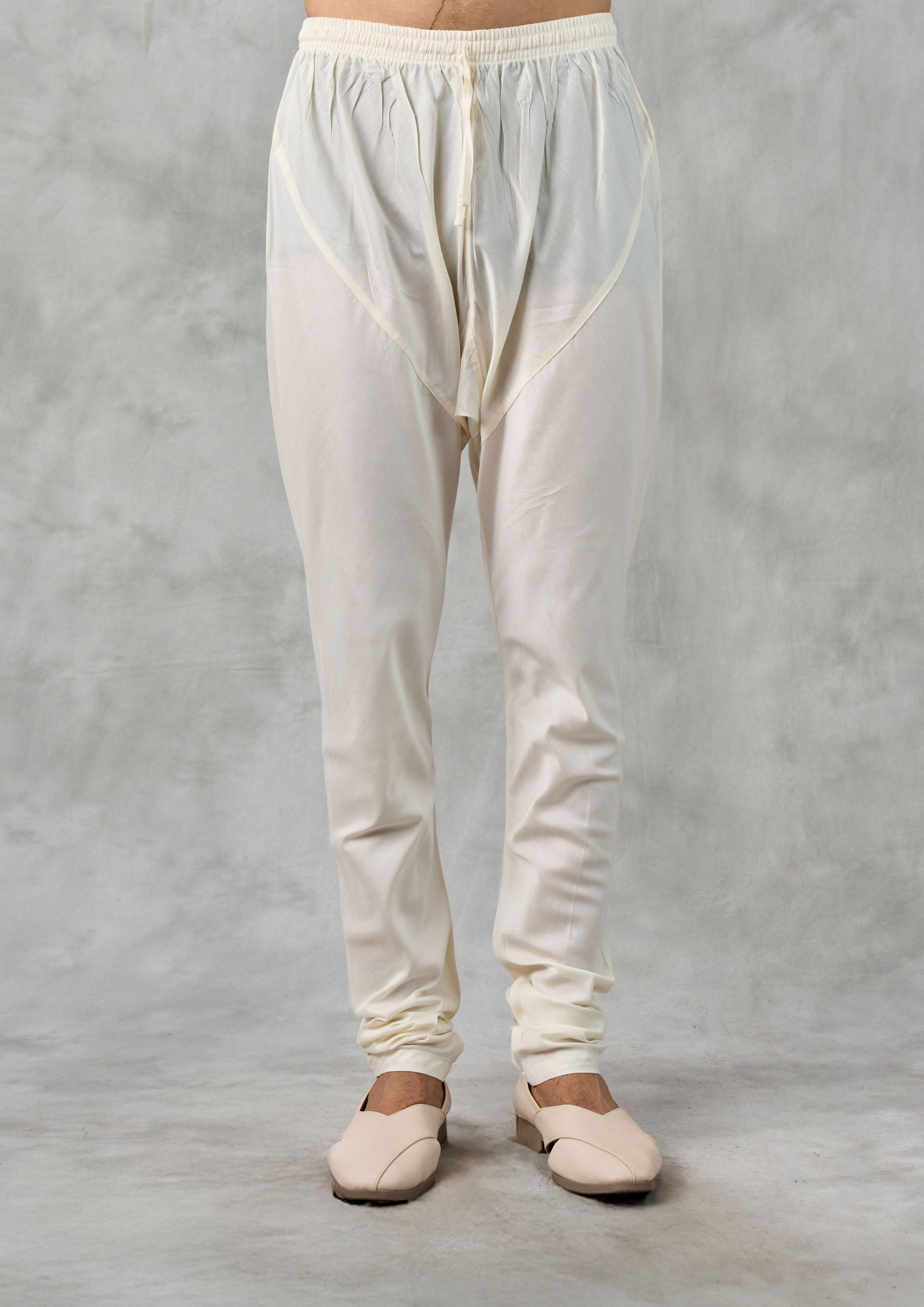 Twamev Men Dapper Cream Cotton Kurta Churidar