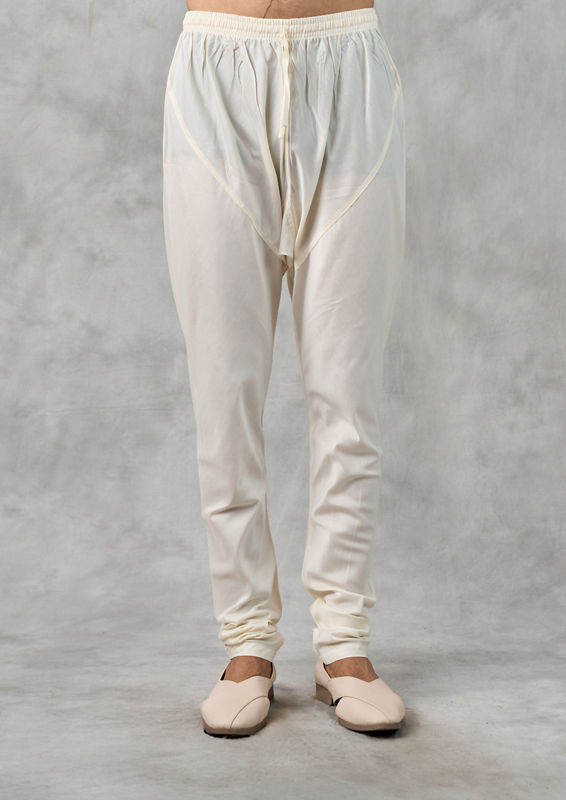 Twamev Men Dapper Cream Cotton Kurta Churidar