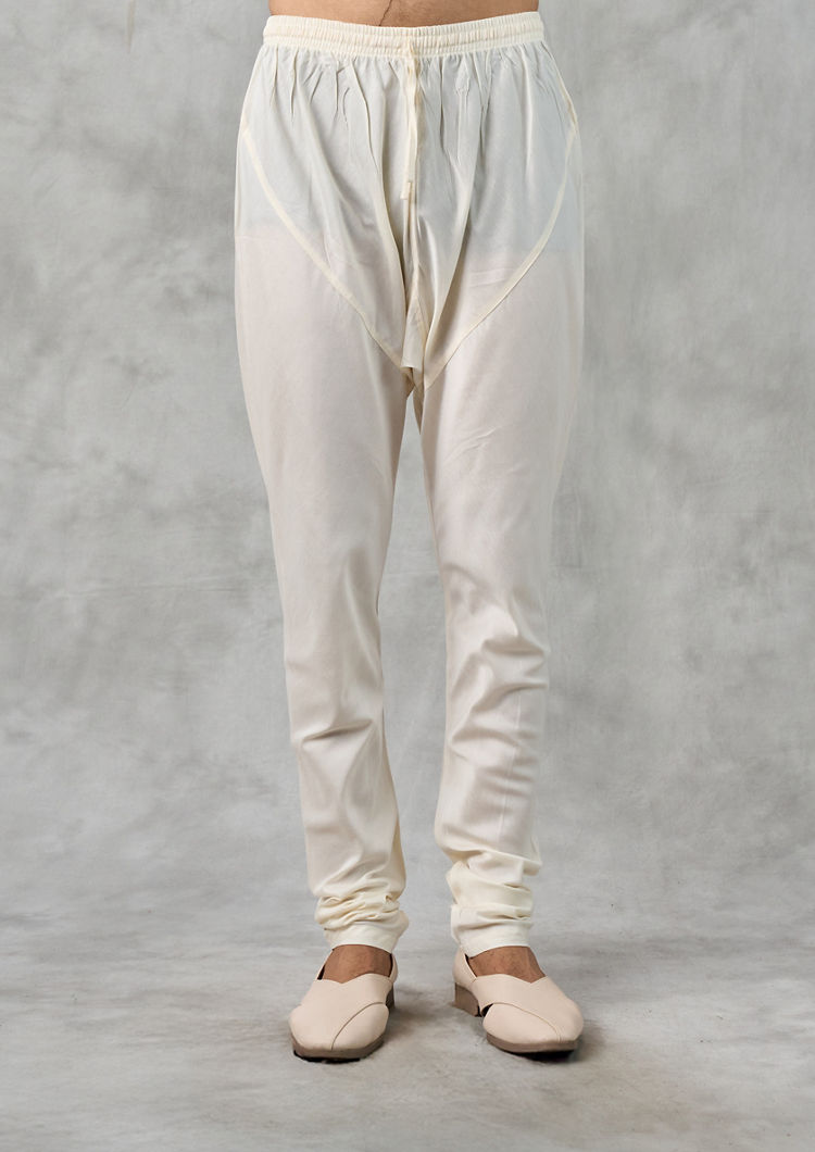 Twamev Men Dapper Cream Cotton Kurta Churidar