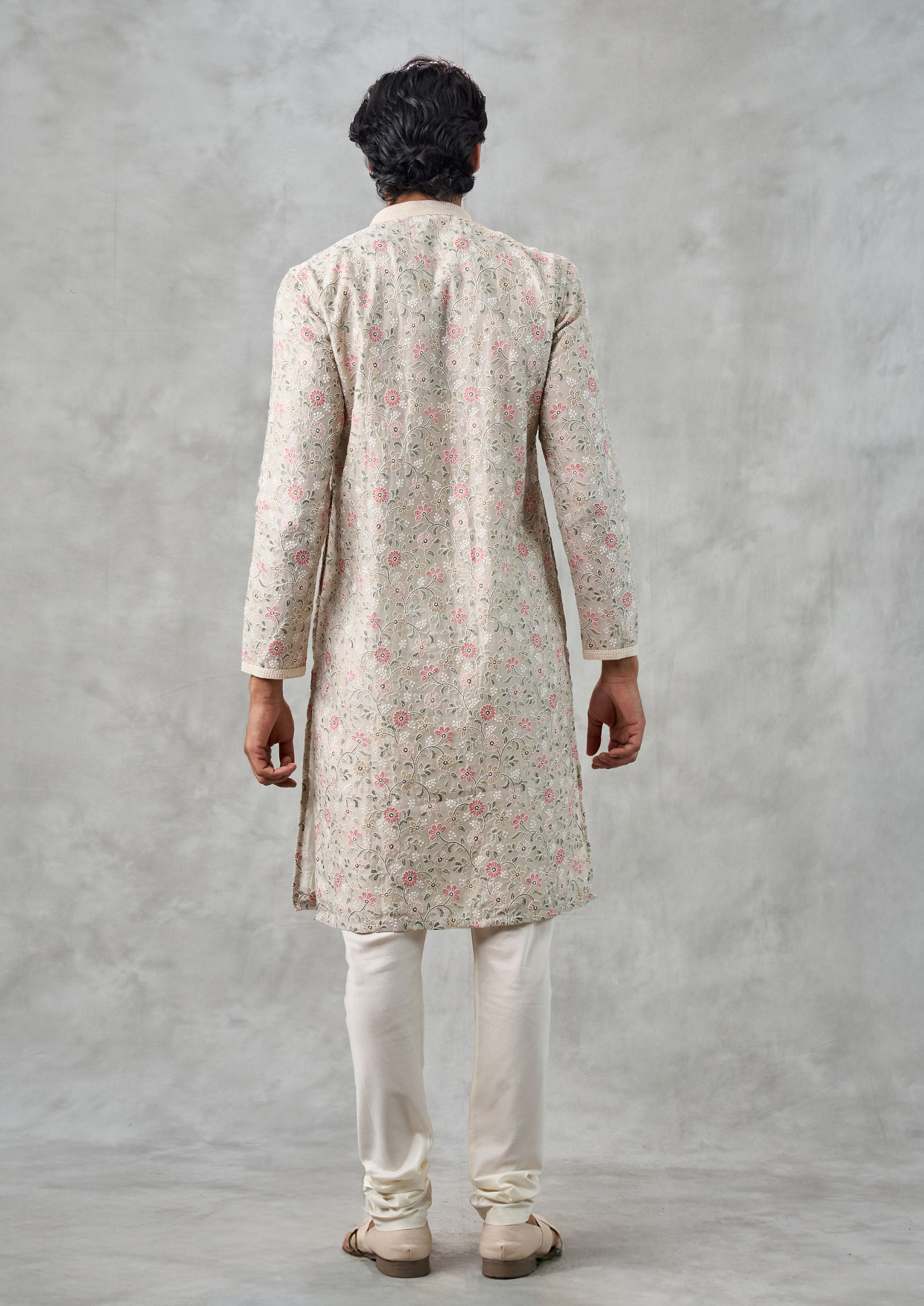 Twamev Men Dapper Cream Cotton Kurta Churidar