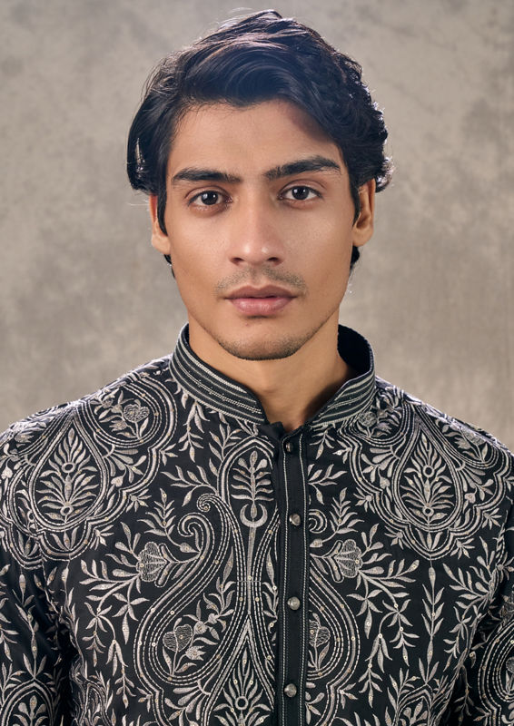 Twamev Men Opulent Black Kurta Churidar