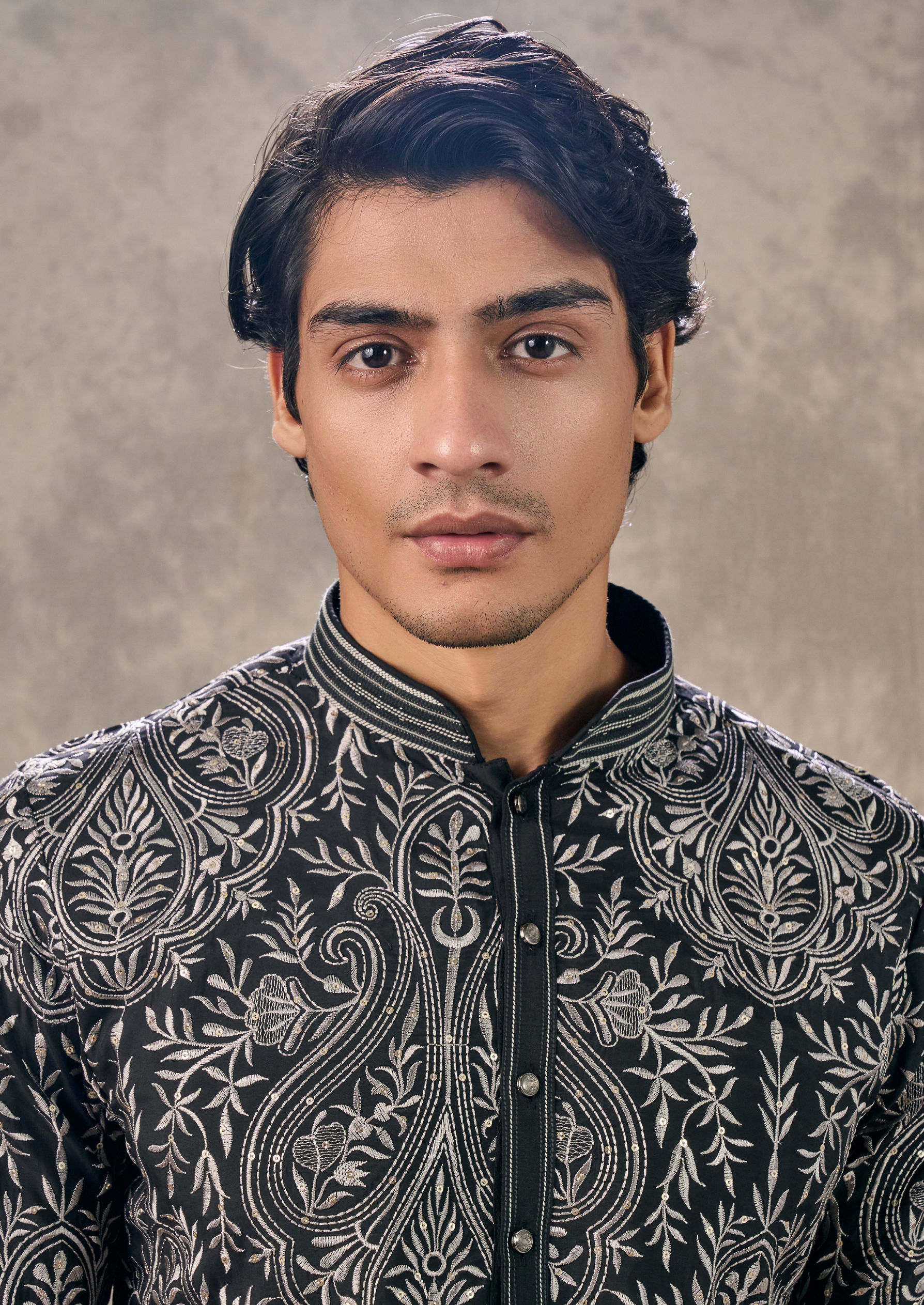 Twamev Men Opulent Black Kurta Churidar