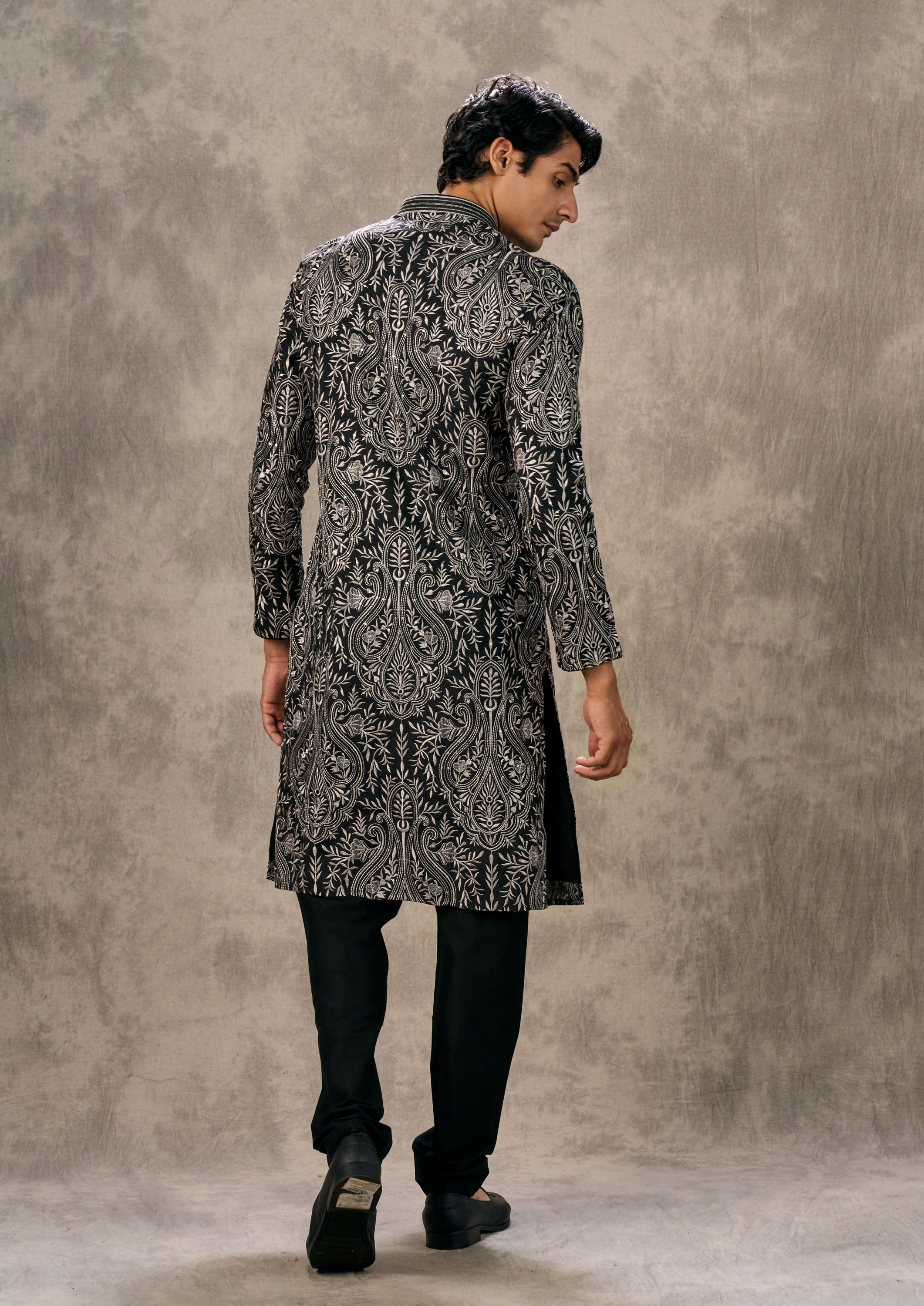 Twamev Men Opulent Black Kurta Churidar