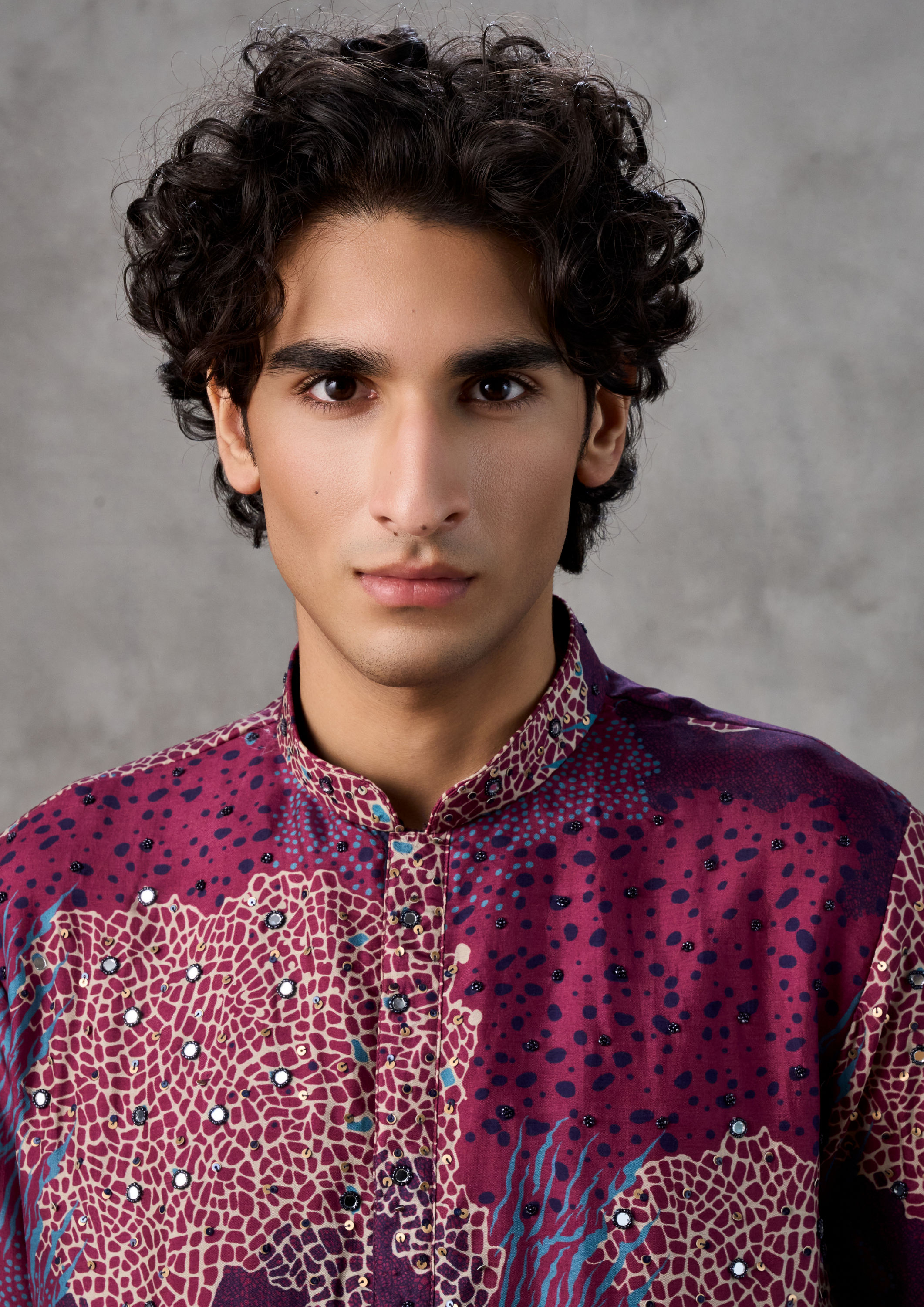 Twamev Men Exquisite Wine Kurta Churidar