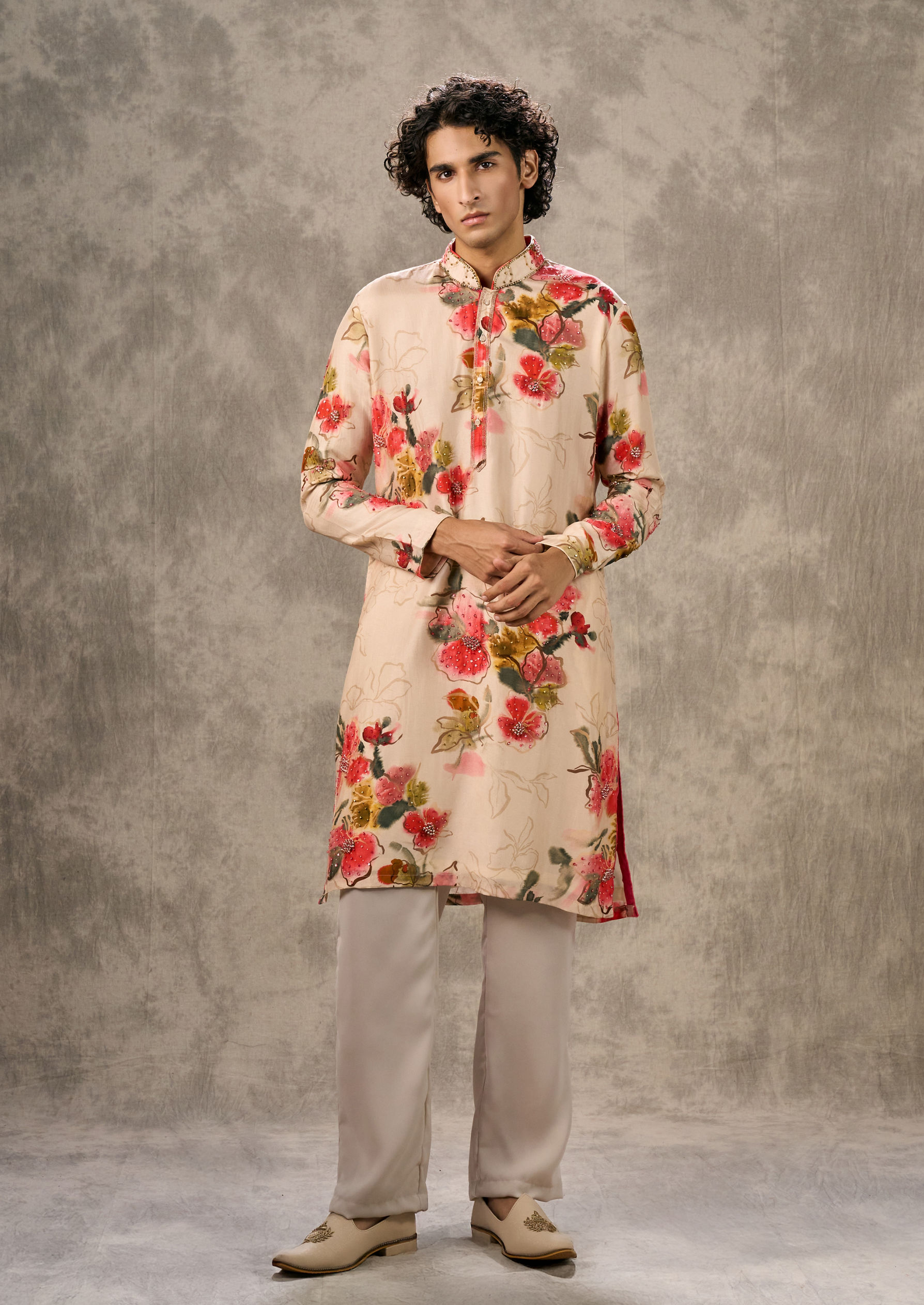 Twamev Men Radiant Beige Kurta Pajama