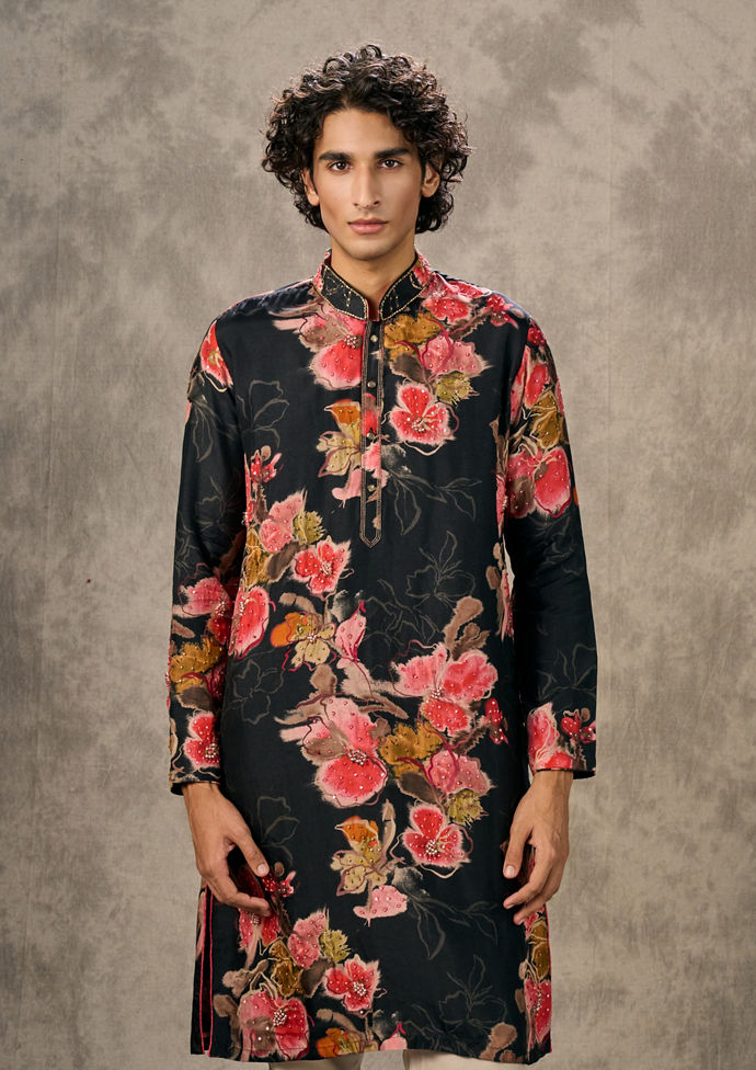 Twamev Men Eternal Black Kurta Pajama