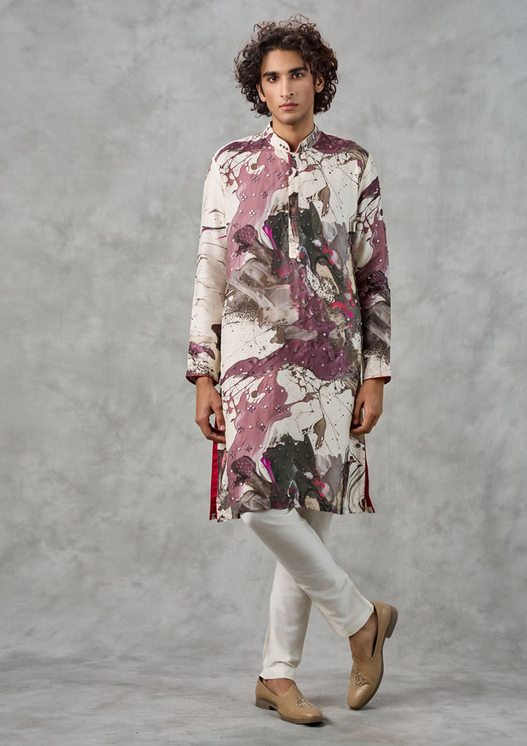 Twamev Men Regal Cream Charm Kurta Churidar