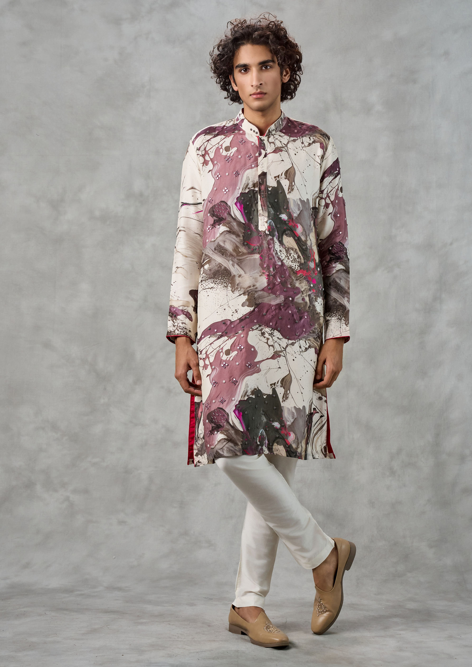 Twamev Men Regal Cream Charm Kurta Churidar