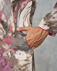Twamev Men Ivory Viscose Thread Embroidered Abstract Printed Kurta Pant Set