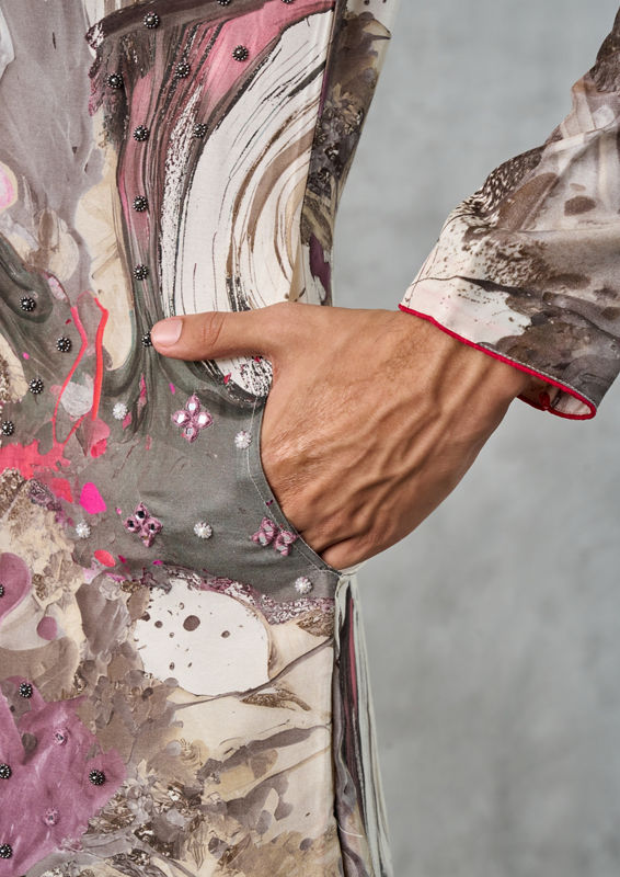 Twamev Men Regal Cream Charm Kurta Churidar