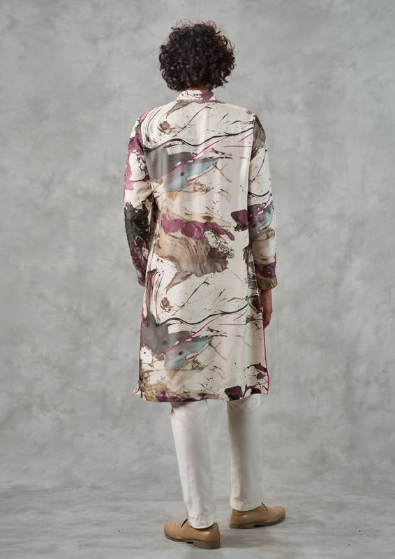 Twamev Men Regal Cream Charm Kurta Churidar