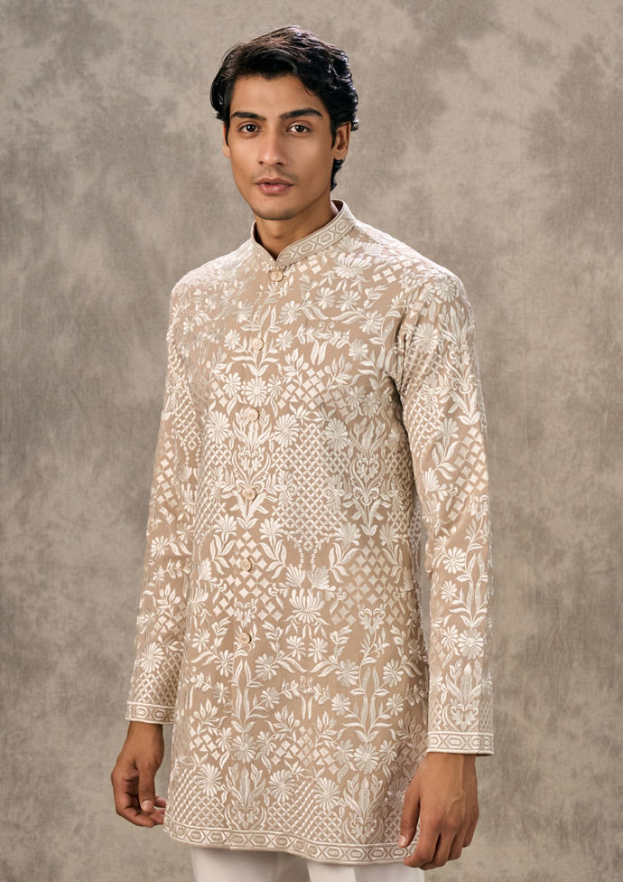 Twamev Men Fawn Festive Twirl Kurta Pant