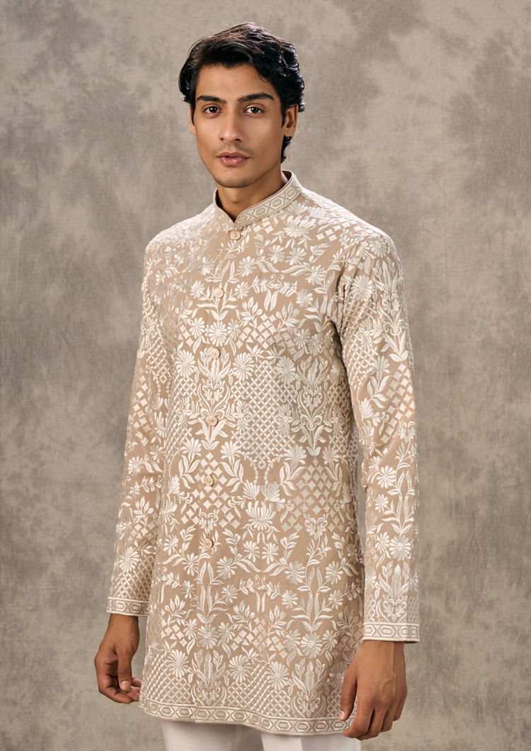 Twamev Men Fawn Festive Twirl Kurta Pant