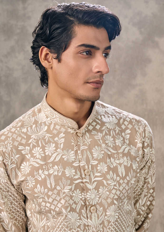 Twamev Men Fawn Festive Twirl Kurta Pant
