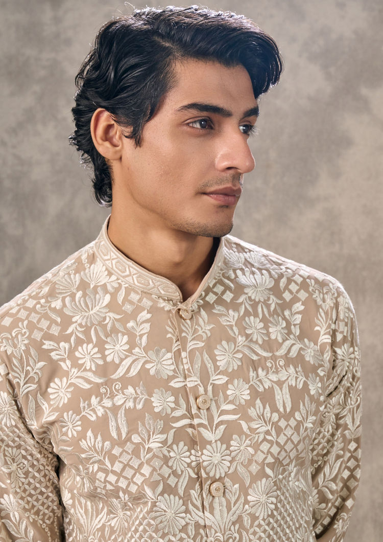 Twamev Men Fawn Festive Twirl Kurta Pant