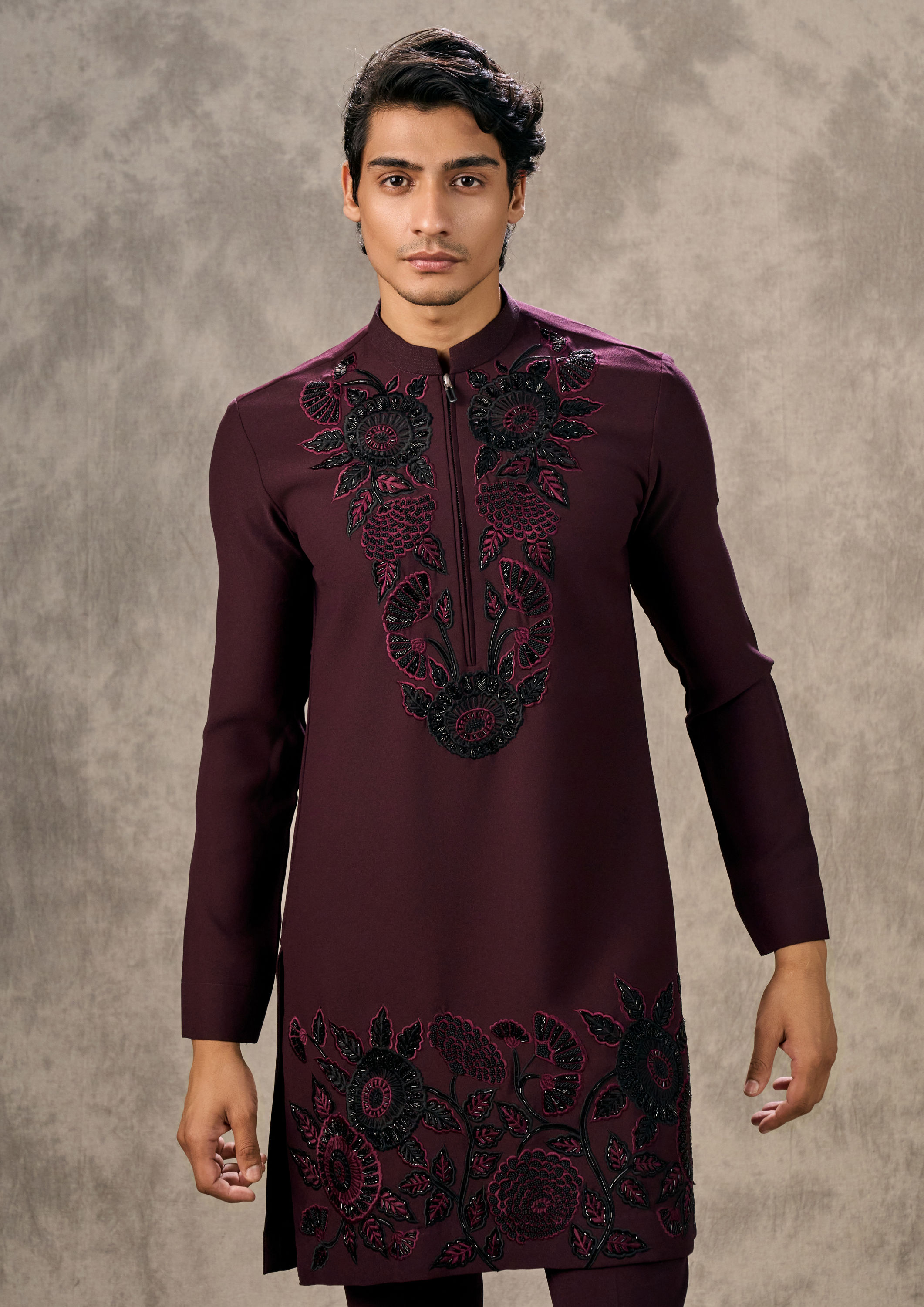 Twamev Men Opulent Wine Kurta Pant