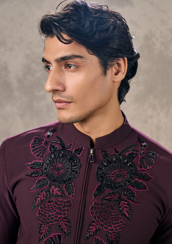 Twamev Men Opulent Wine Kurta Pant