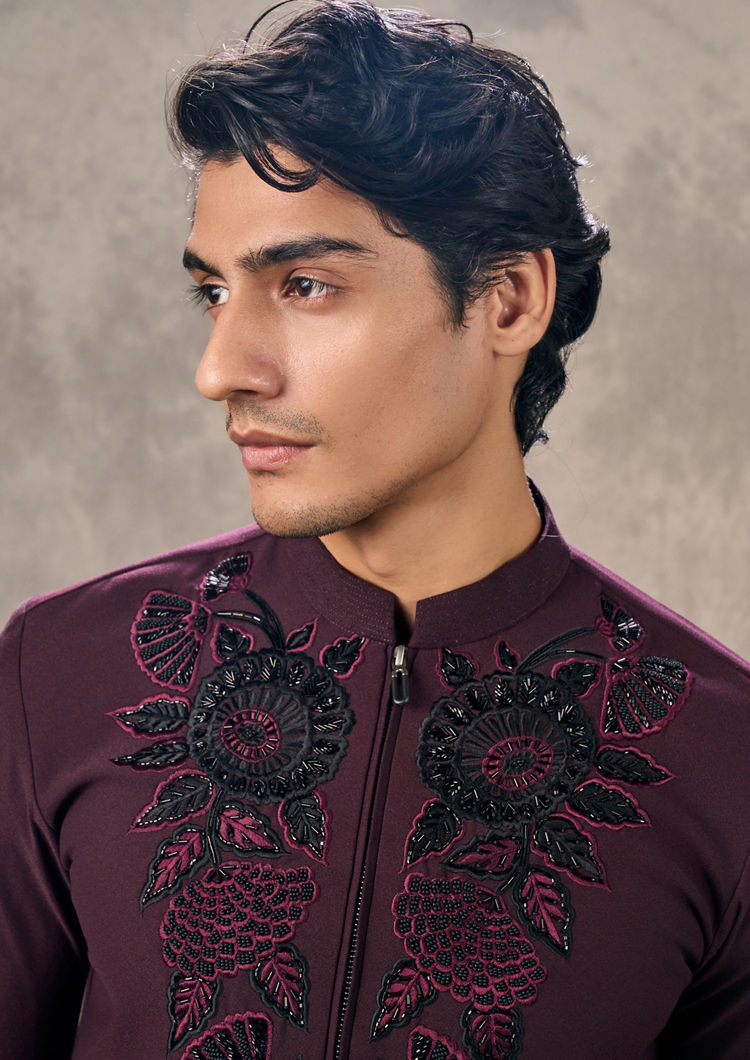 Twamev Men Opulent Wine Kurta Pant