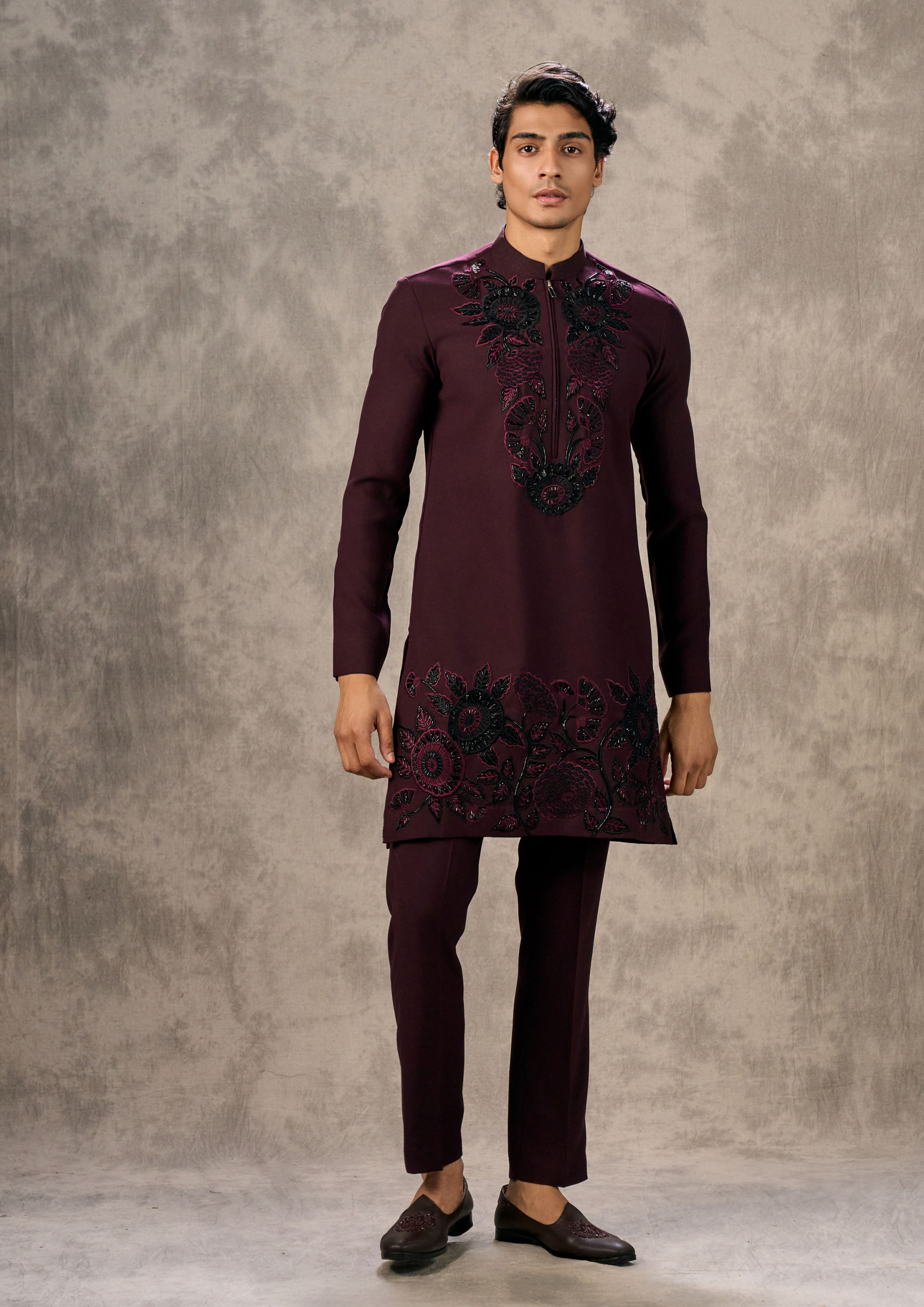 Twamev Men Opulent Wine Kurta Pant