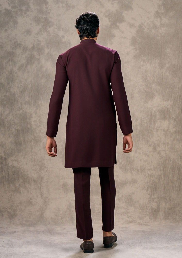 Twamev Men Opulent Wine Kurta Pant