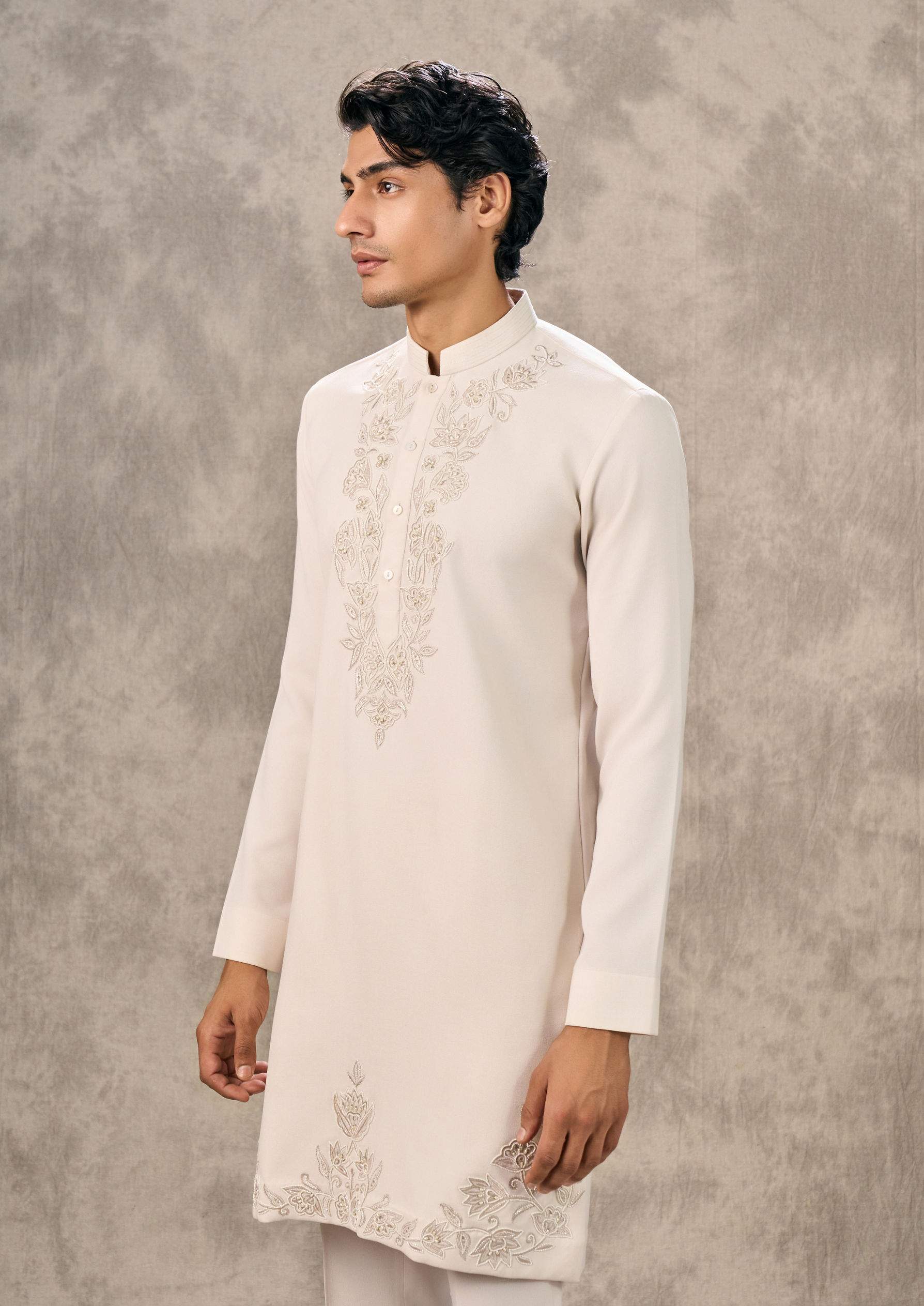 Twamev Men Cream Hue Elegance Kurta Pant