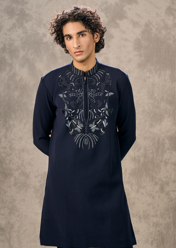 Twamev Men Stunning Dark Blue Kurta Pant