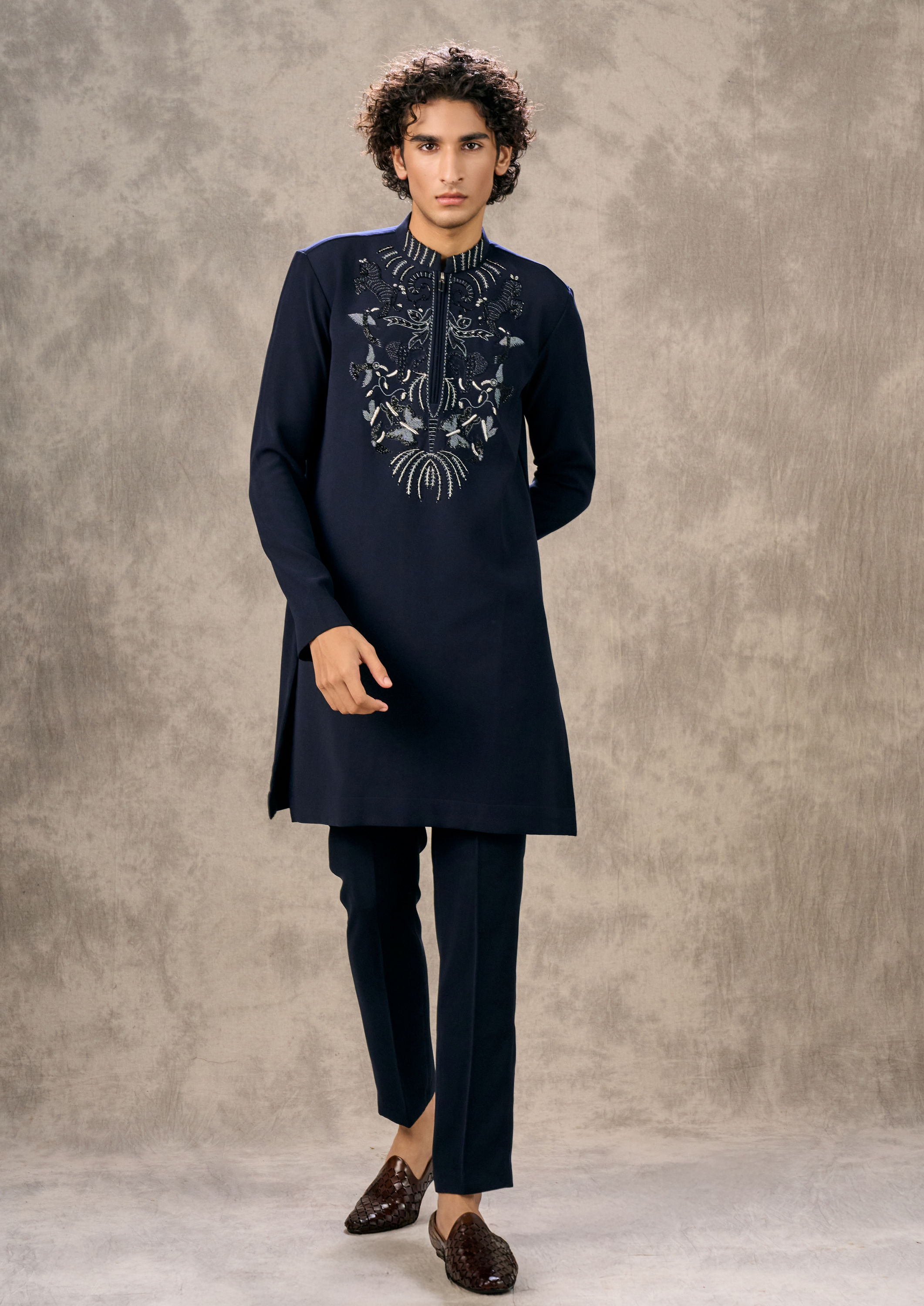 Twamev Men Stunning Dark Blue Kurta Pant