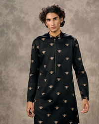 Twamev Men Black Satin Kurta Churidar