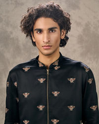 Twamev Men Black Satin Kurta Churidar