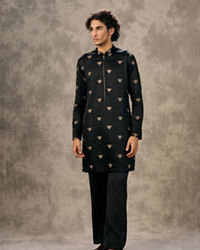 Twamev Men Black Satin Kurta Churidar