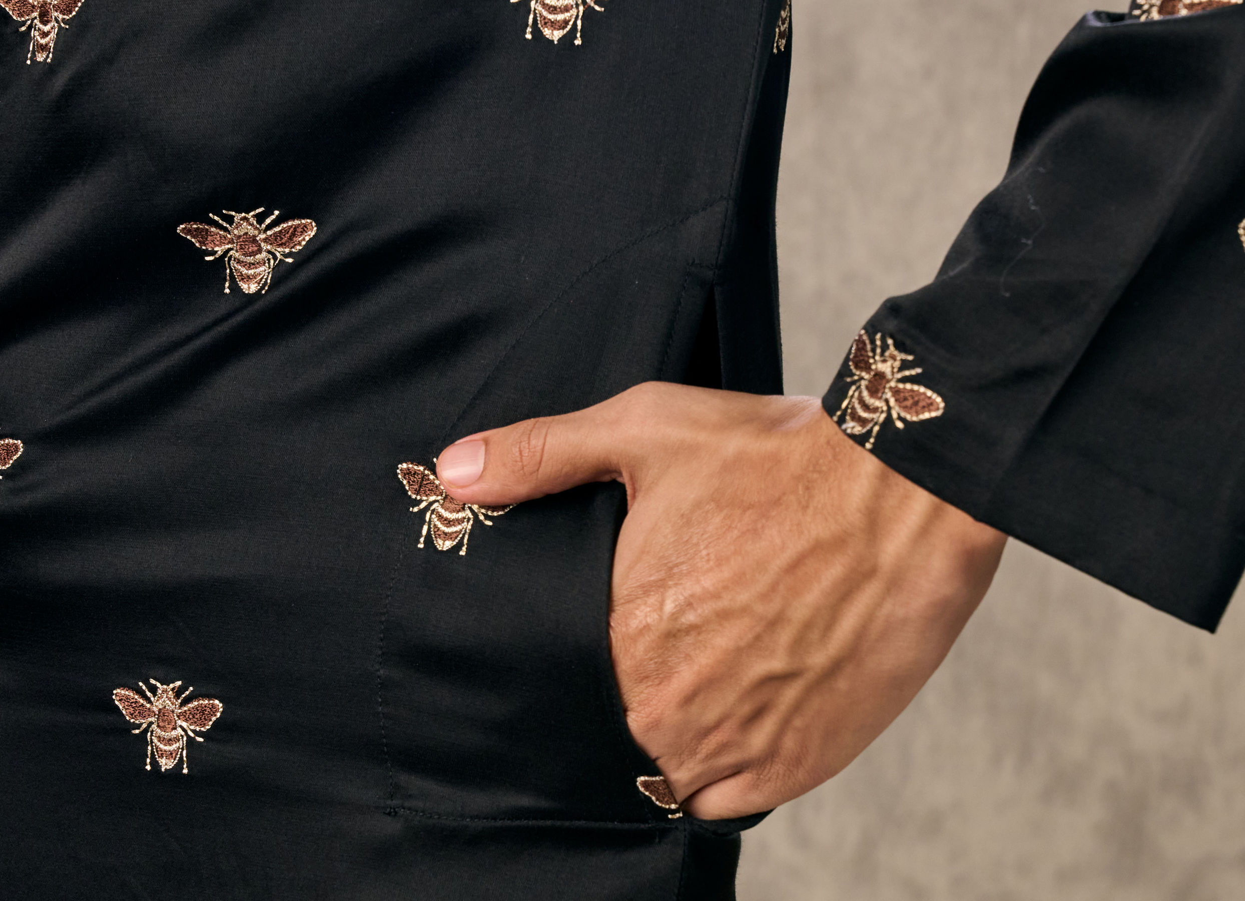 Twamev Men Black Satin Kurta Churidar