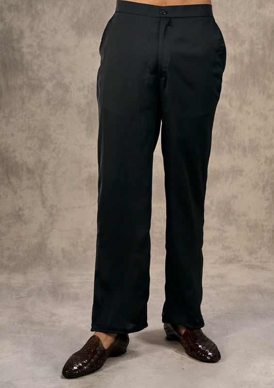 Twamev Men Black Satin Kurta Churidar