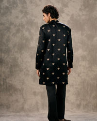 Twamev Men Black Satin Kurta Churidar