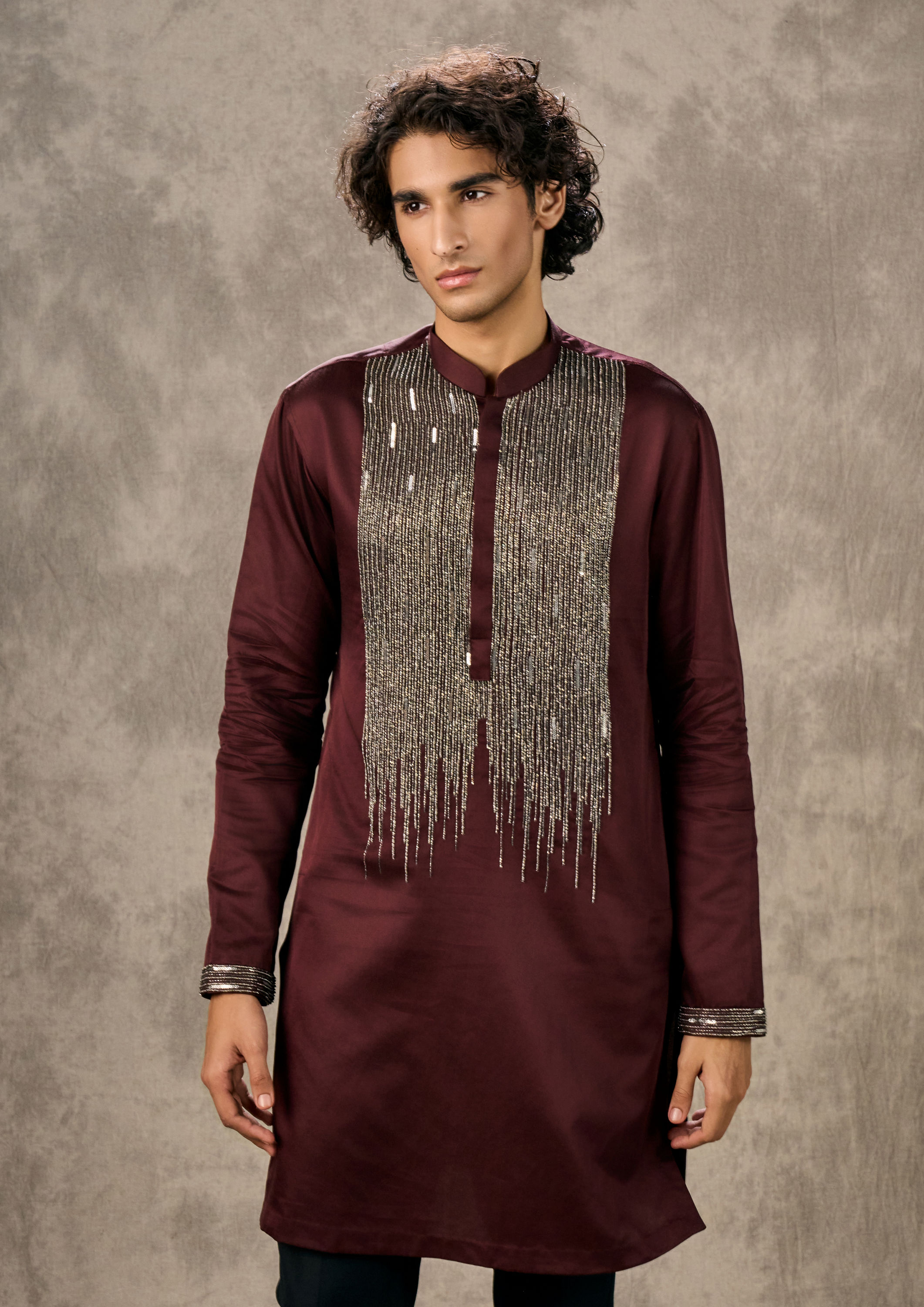Twamev Men Mystic Maroon Kurta Churidar