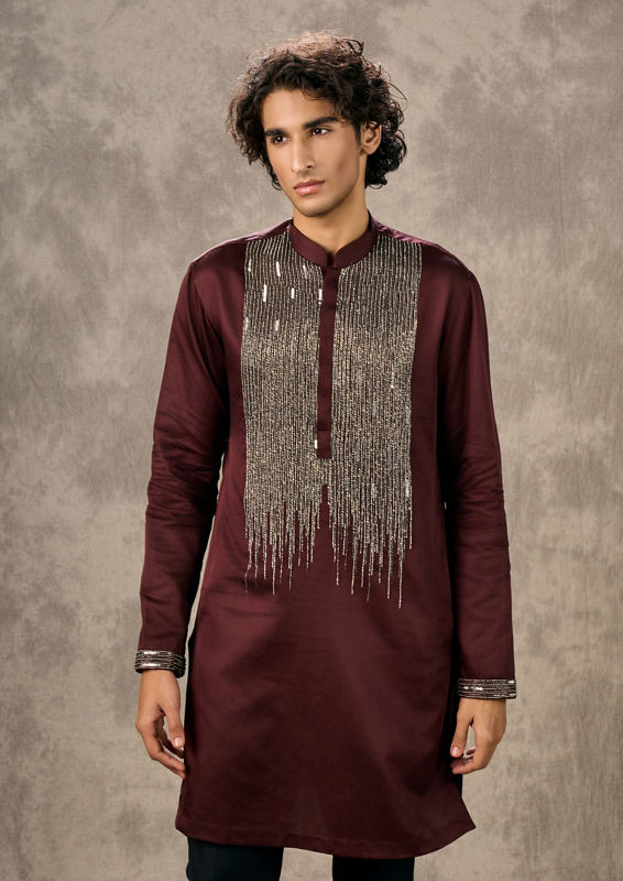 Twamev Men Mystic Maroon Kurta Churidar