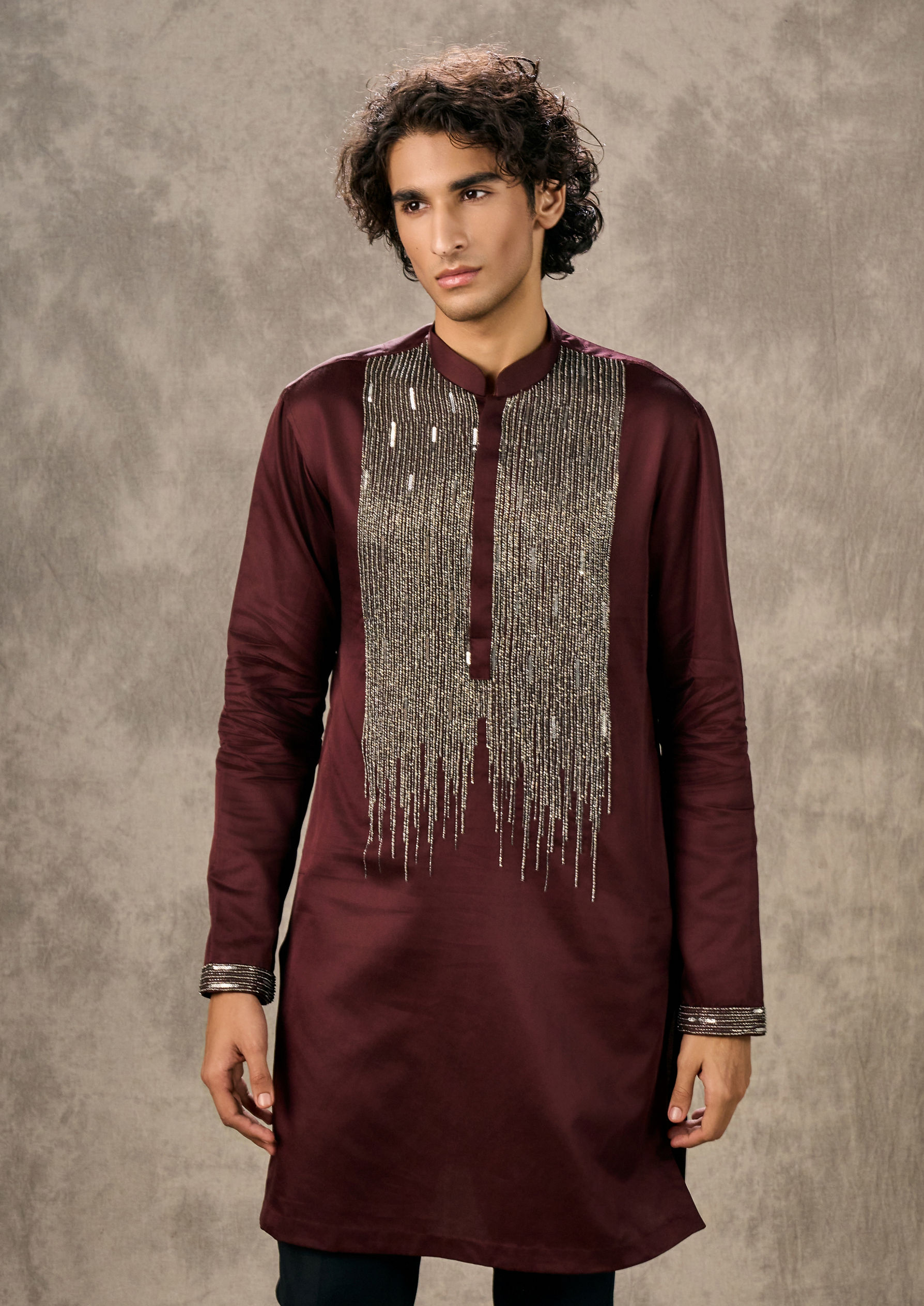 Twamev Men Mystic Maroon Kurta Churidar
